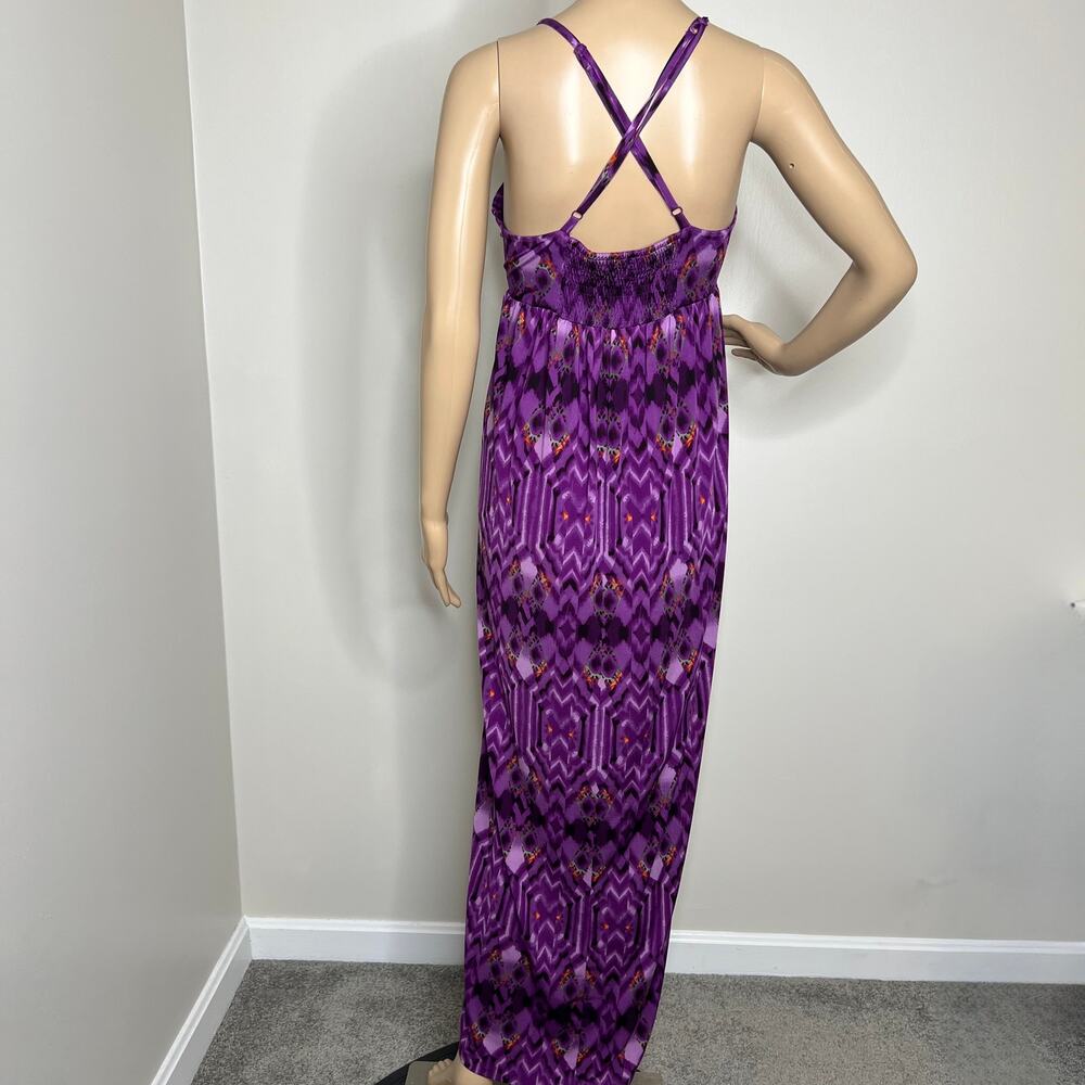 Elle Purple Patterned Ruffle Maxi Dress - Picture 3 of 9